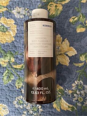 Korres Vanilla Chestnut Renewing Body Cleanser — Brown & White Bottle